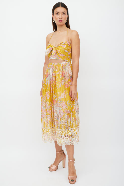 Zimmermann Yellow 
Multicolour Floral Cut Out Dress