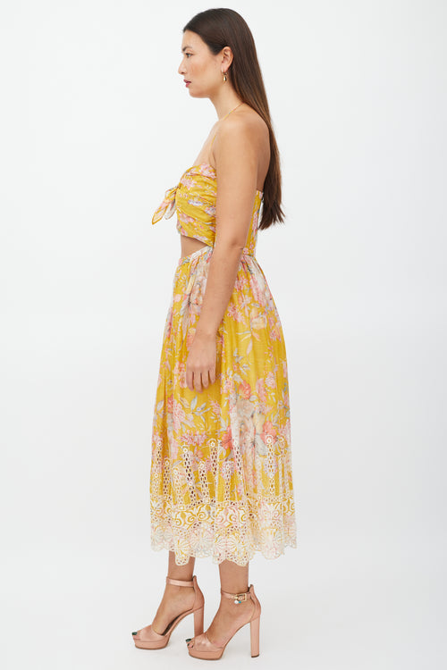 Zimmermann Yellow 
Multicolour Floral Cut Out Dress