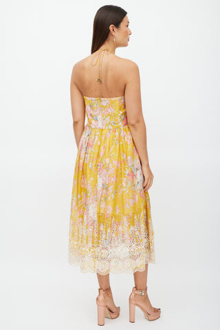 Zimmermann Yellow 
Multicolour Floral Cut Out Dress