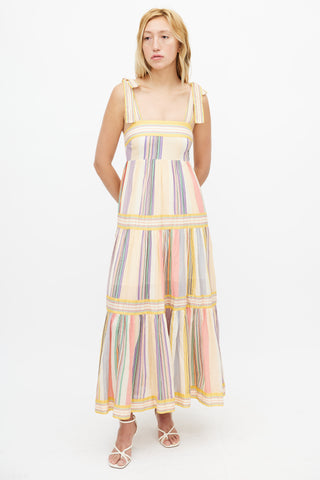 Zimmermann Yellow 
Multicolour Striped Maxi Dress