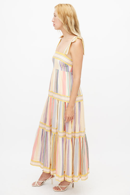 Zimmermann Yellow 
Multicolour Striped Maxi Dress