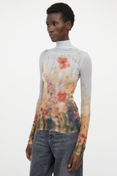 Acne Studios Orange 
Multi Colour Sheer Turtleneck Top