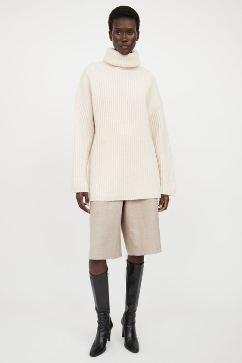 Acne Studios Cream Rib Turtleneck Sweater