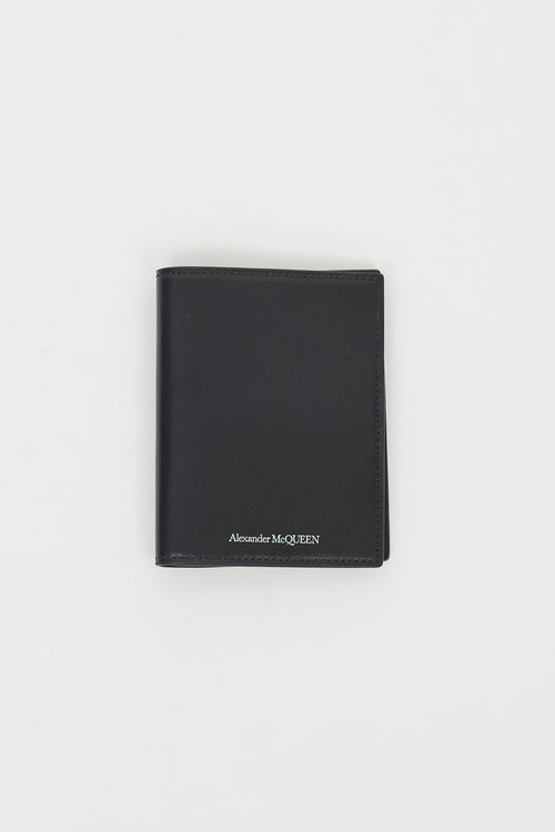 Alexander McQueen Black Leather Logo Passport Holder