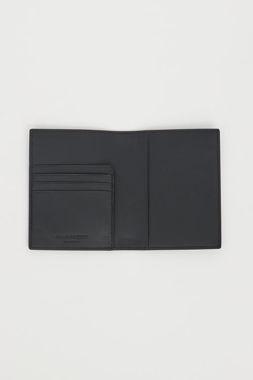 Alexander McQueen Black Leather Logo Passport Holder