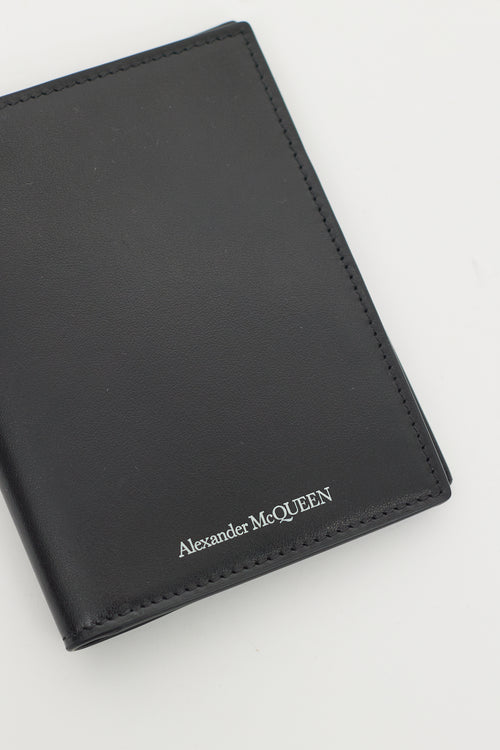 Alexander McQueen Black Leather Logo Passport Holder