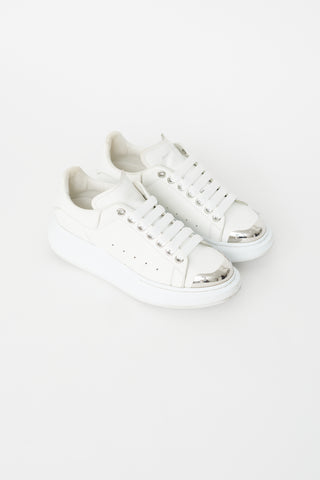 Alexander McQueen White Leather Metal Toe Oversized Sneaker