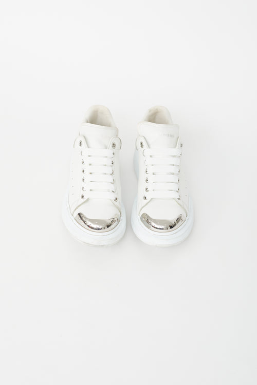 Alexander McQueen White Leather Metal Toe Oversized Sneaker