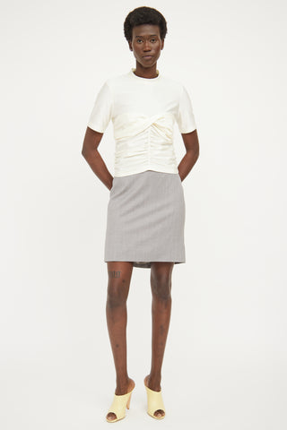 Alexander Wang Cream Ruched Mockneck Short Sleeve Top