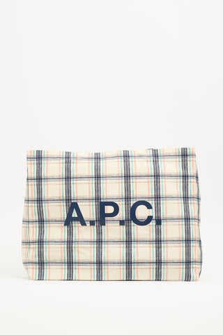 A.P.C. Cream 
Multi Canvas Diane Checked Tote