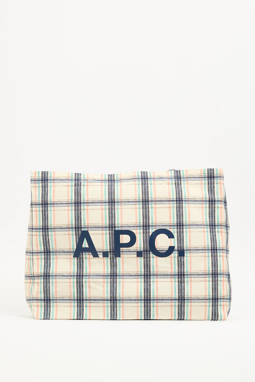 A.P.C. Cream 
Multi Canvas Diane Checked Tote