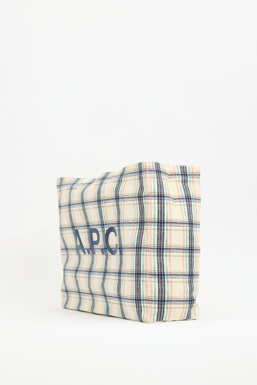 A.P.C. Cream 
Multi Canvas Diane Checked Tote