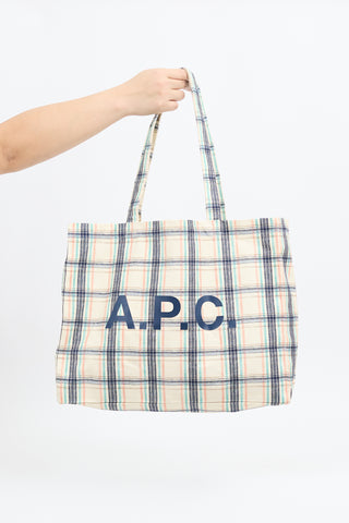 A.P.C. Cream 
Multi Canvas Diane Checked Tote