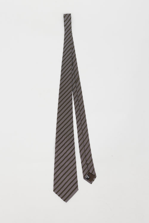 Armani Brown 
Green Striped Tie