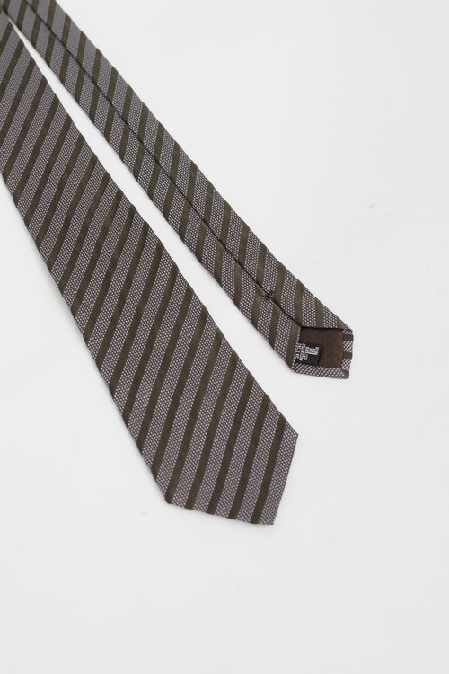 Armani Brown 
Green Striped Tie