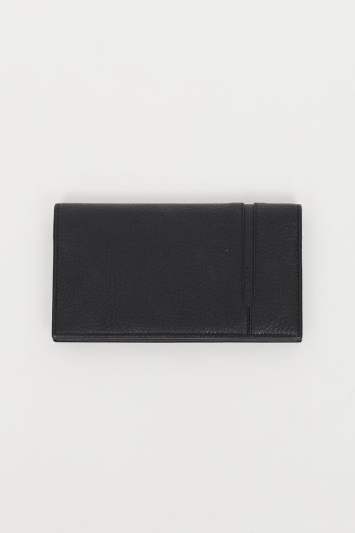 Bulgari Black Leather Long Bi-Fold Wallet