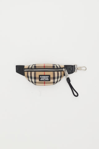 Burberry Beige Archive Check Sonny Bum Bag Keychain