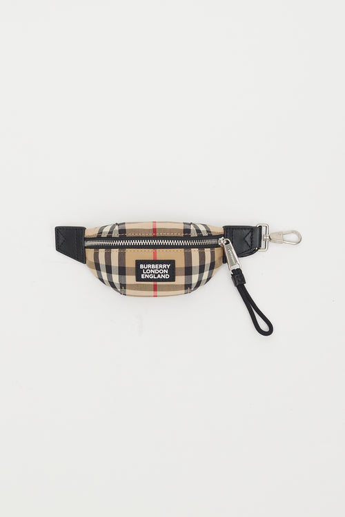 Burberry Beige Archive Check Sonny Bum Bag Keychain