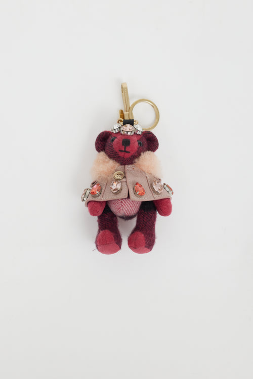 Burberry Pink Teddy Bear Crystal Keychain