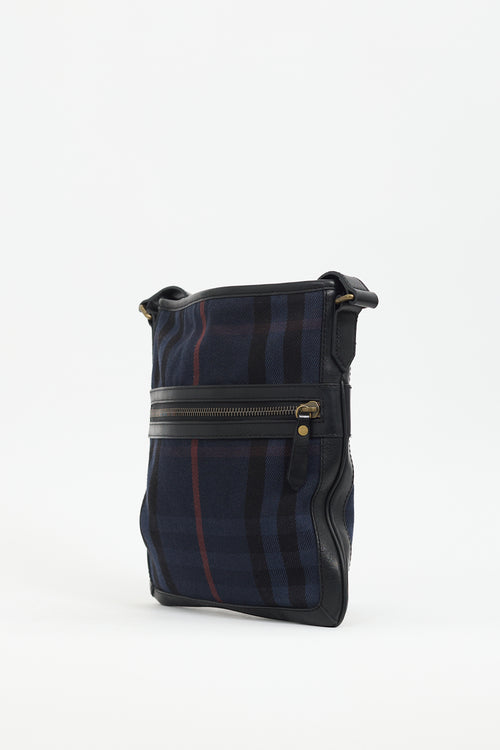 Burberry Navy Canvas Check Crossbody Bag