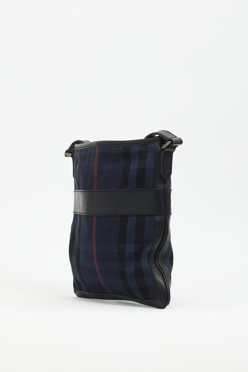 Burberry Navy Canvas Check Crossbody Bag