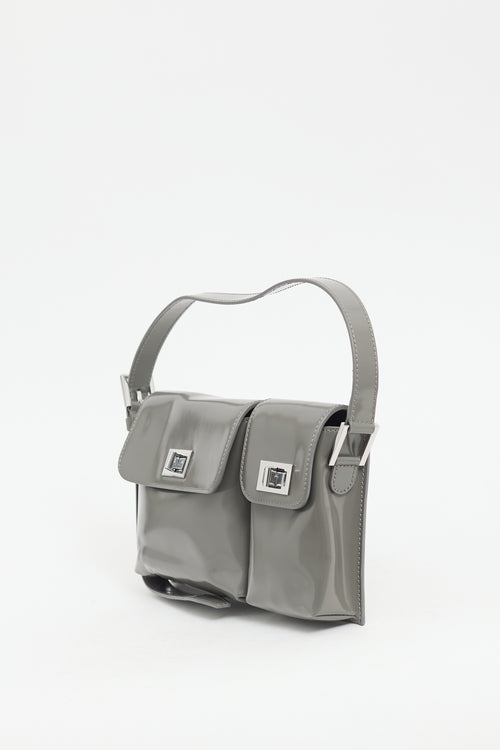 By Far Grey Patent Leather Billy Bag