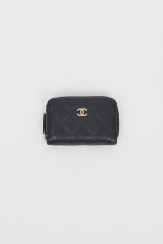 Chanel Black Caviar Leather CC Zip Wallet