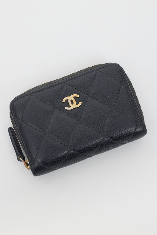 Chanel Black Caviar Leather CC Zip Wallet