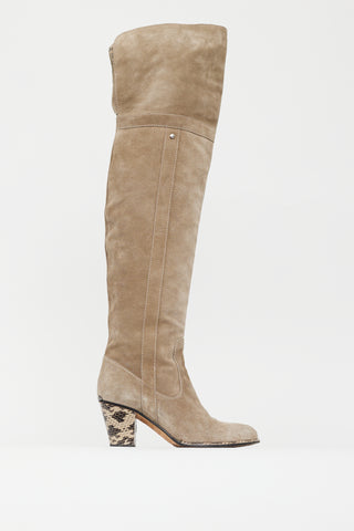 Dior Beige Suede Knee High Boot