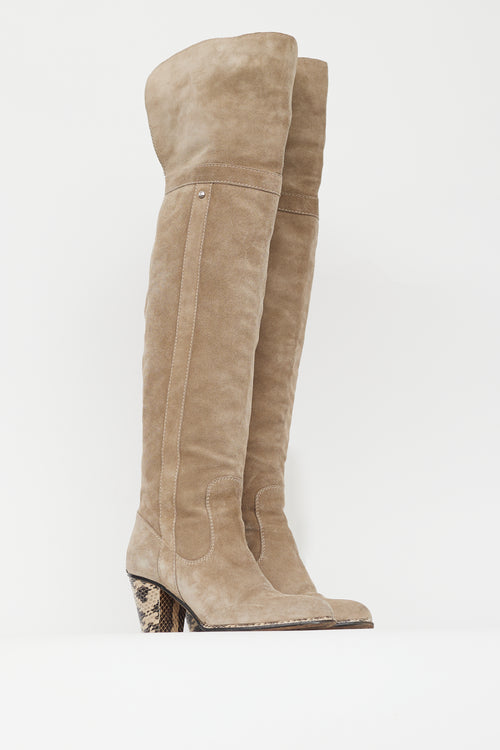 Dior Beige Suede Knee High Boot