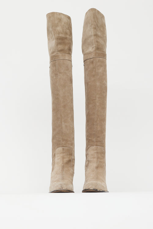 Dior Beige Suede Knee High Boot