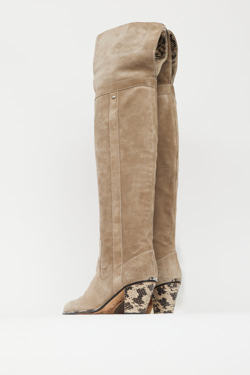 Dior Beige Suede Knee High Boot