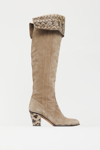 Dior Beige Suede Knee High Boot