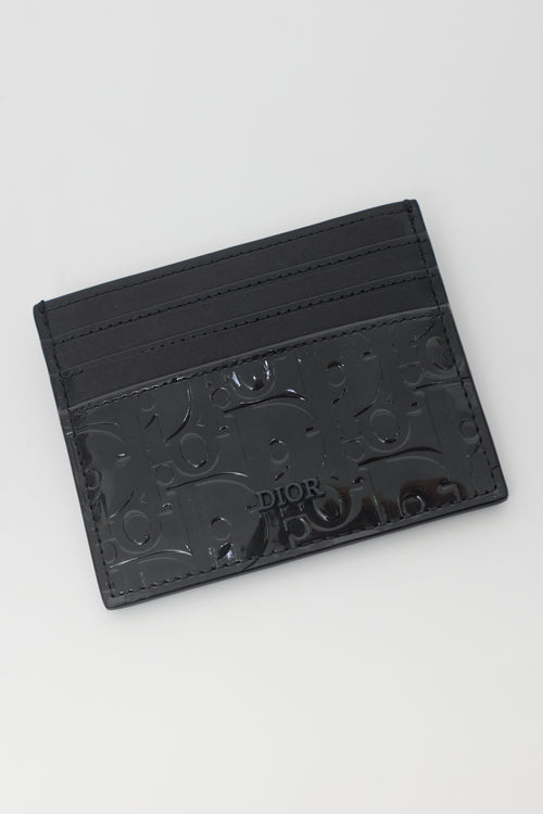 Dior Black Smooth 
Patent Leather Oblique Monogram Cardholder