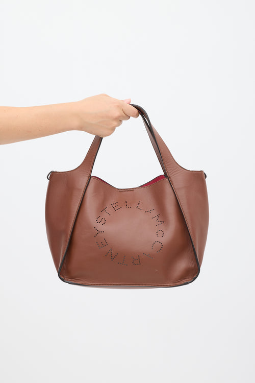 Stella McCartney Brown Vegan Leather Sierra Logo Tote