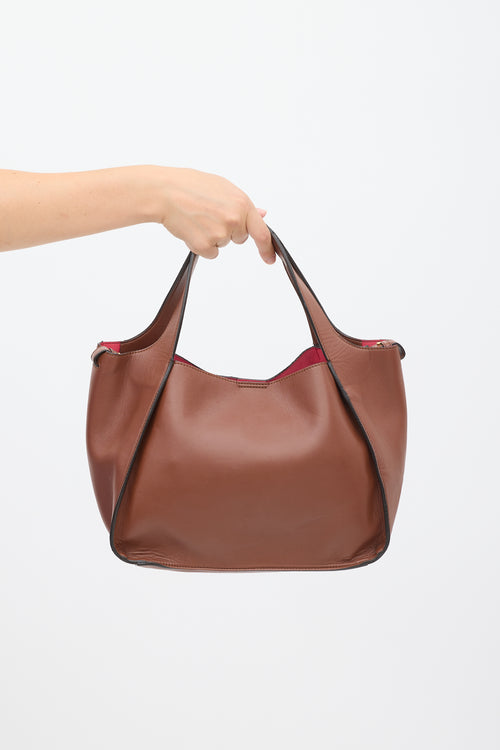 Stella McCartney Brown Vegan Leather Sierra Logo Tote