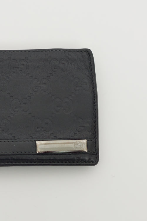 Gucci Black Leather Guccissima Bi-Fold Wallet