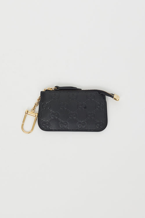 Gucci Black Leather Guccissima Key Coin Purse