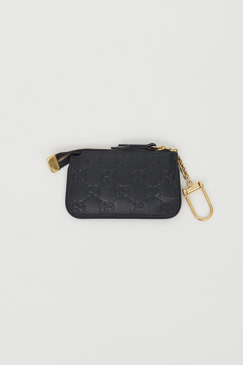 Gucci Black Leather Guccissima Key Coin Purse