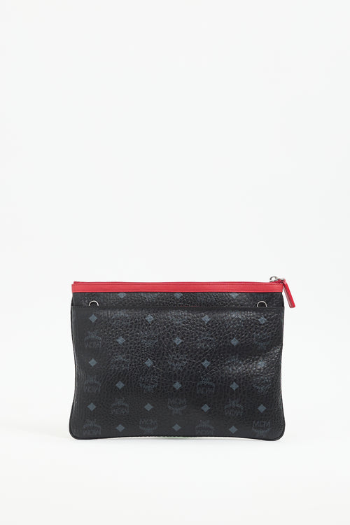 MCM Black 
Red Monogram Crossbody Pouch