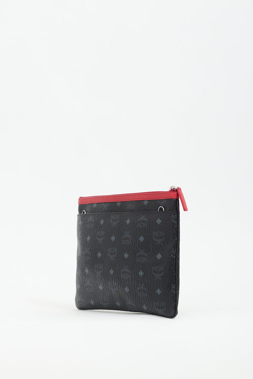 MCM Black 
Red Monogram Crossbody Pouch