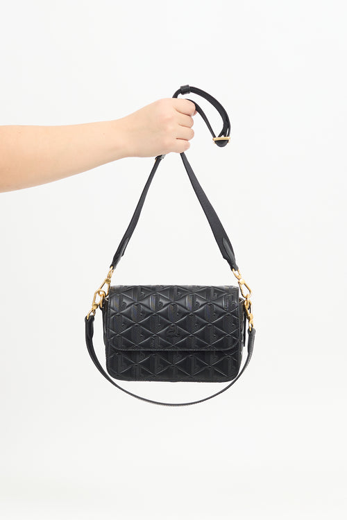 Lacoste Black Embossed Leather Maheki Bag