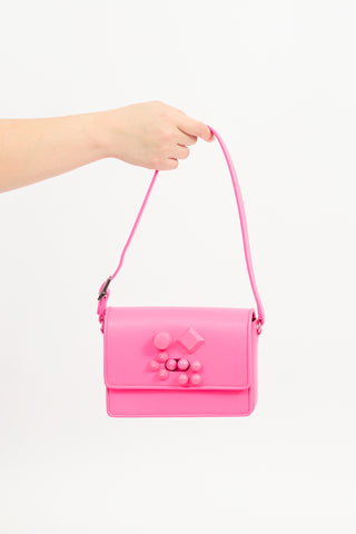 Christian Louboutin Neon Pink Leather Carasky Bag