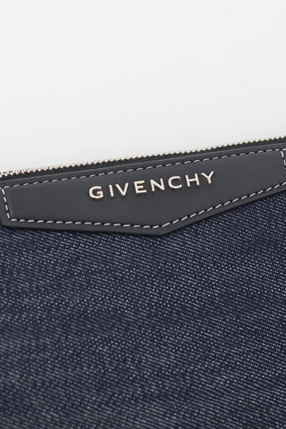 Givenchy Dark Wash Denim 
Leather Antigona Pouch