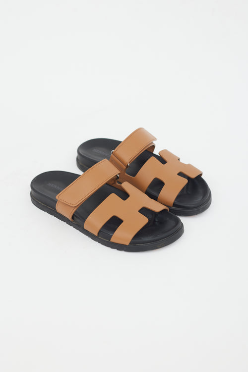 Hermès Brown Leather Chypre Sandal