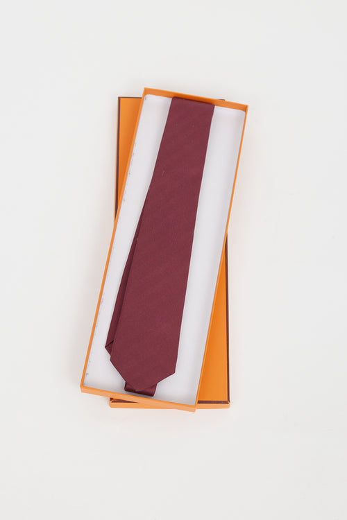 Hermès Burgundy Silk Tie