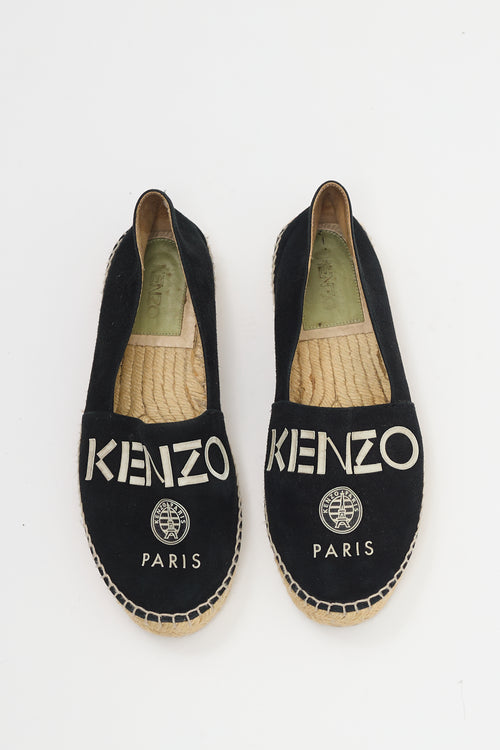 Kenzo Black Suede Espadrille Flat