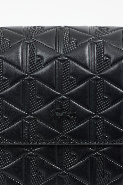 Lacoste Black Embossed Leather Maheki Bag