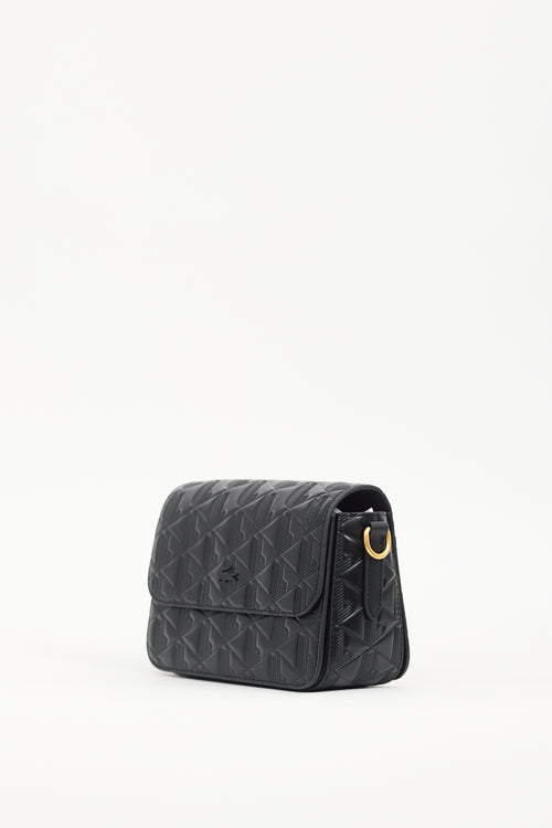 Lacoste Black Embossed Leather Maheki Bag