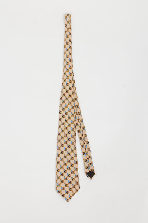 Lanvin Brown 
Blue Print Silk Tie